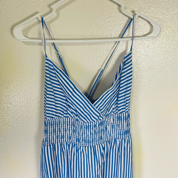 Madewell Empire Waist Tiered Striped Cross Back Maxi Dress US Women's 14 Plus - Picture 6 of 11